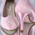 Capri Pink Wedding Shoes Sandra Ivory Lace Heel Cup Lace Toe Cap Painted Sole Lotus Flower Custom Wedding Shoes 1