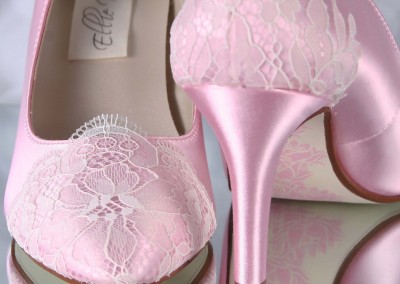 Capri Pink Wedding Shoes Ivory Lace Heel Cup Lace Toe Cap Lotus Painted Sole Custom Wedding Shoes 3