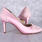 Capri Pink Wedding Shoes Sandra Ivory Lace Heel Cup Lace Toe Cap Painted Sole Lotus Flower Custom Wedding Shoes 1