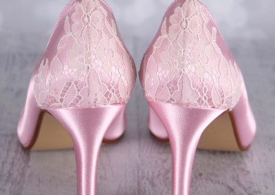 Capri Pink Wedding Shoes Ivory Lace Heel Cup Lace Toe Cap Lotus Painted Sole Custom Wedding Shoes 8