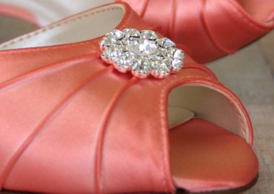 Orange Coral Peep Toe Kitten Heel D'Orsay Bridal Shoes Bling Wedding Shoes Custom