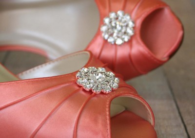 Orange Coral Peep Toe Kitten Heel D'Orsay Bridal Shoes Bling Wedding Shoes Custom
