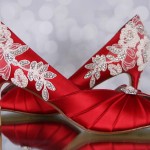 Red Wedding Shoes Melissa Ivory Lace Heel with Ivory Pearls and Silver Crystals Custom Wedding Shoes 6