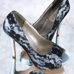 Light Blue Wedding Shoes Black Lace Overlay Platform Peep Toe Doris Custom Wedding Shoes 1