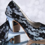 Light Blue Wedding Shoes Black Lace Overlay Platform Peep Toe Doris Custom Wedding Shoes 1