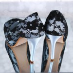 Light Blue Wedding Shoes Black Lace Overlay Platform Peep Toe Doris Custom Wedding Shoes 1