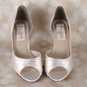 Ivory Wedding Shoes Nadia Peep Toes Peep Toe Ivory Satin Buttons Ivory Bridal Heels 1