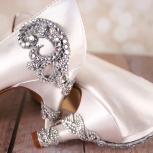 Ivory Wedding Shoes Nona Crystal Wrap Heel Crystal Wrapped Heel Save The Date Peep Toe Custom Wedding Shoes 5