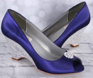 Purple Wedding Shoes Minka Wedges With Silver Crystal Covered Heel Custom Wedding Shoes