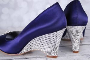 Purple Wedding Shoes Minka Wedges With Silver Crystal Covered Heel Custom Wedding Shoes